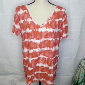 Merona Red/White Tie Die Short Sleeve T Shirt XXL